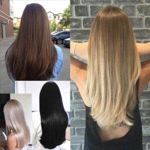 Straight Clip in ponytail set(6pcs)