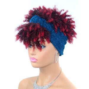 Kinky curly wig with headband