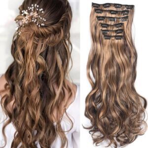 Natural wave clip in ponytails set (6pcs)