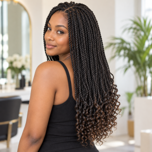 Curly ends senegalese twist briaids