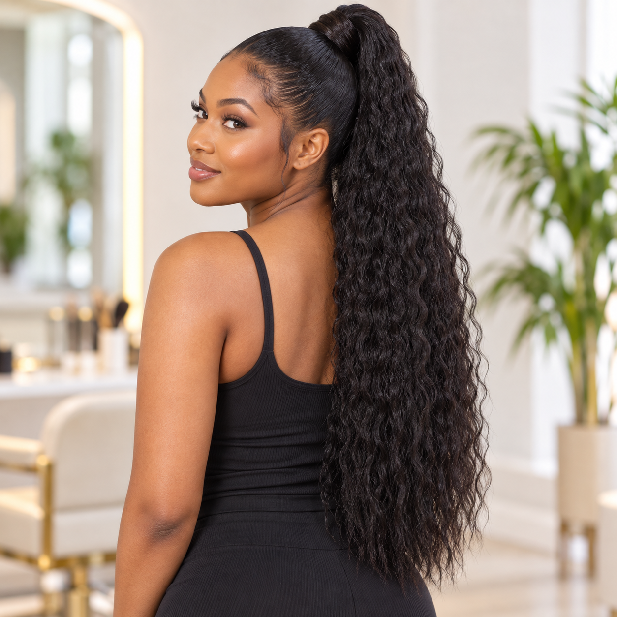 Wrap around kinky straight corn wave clip in