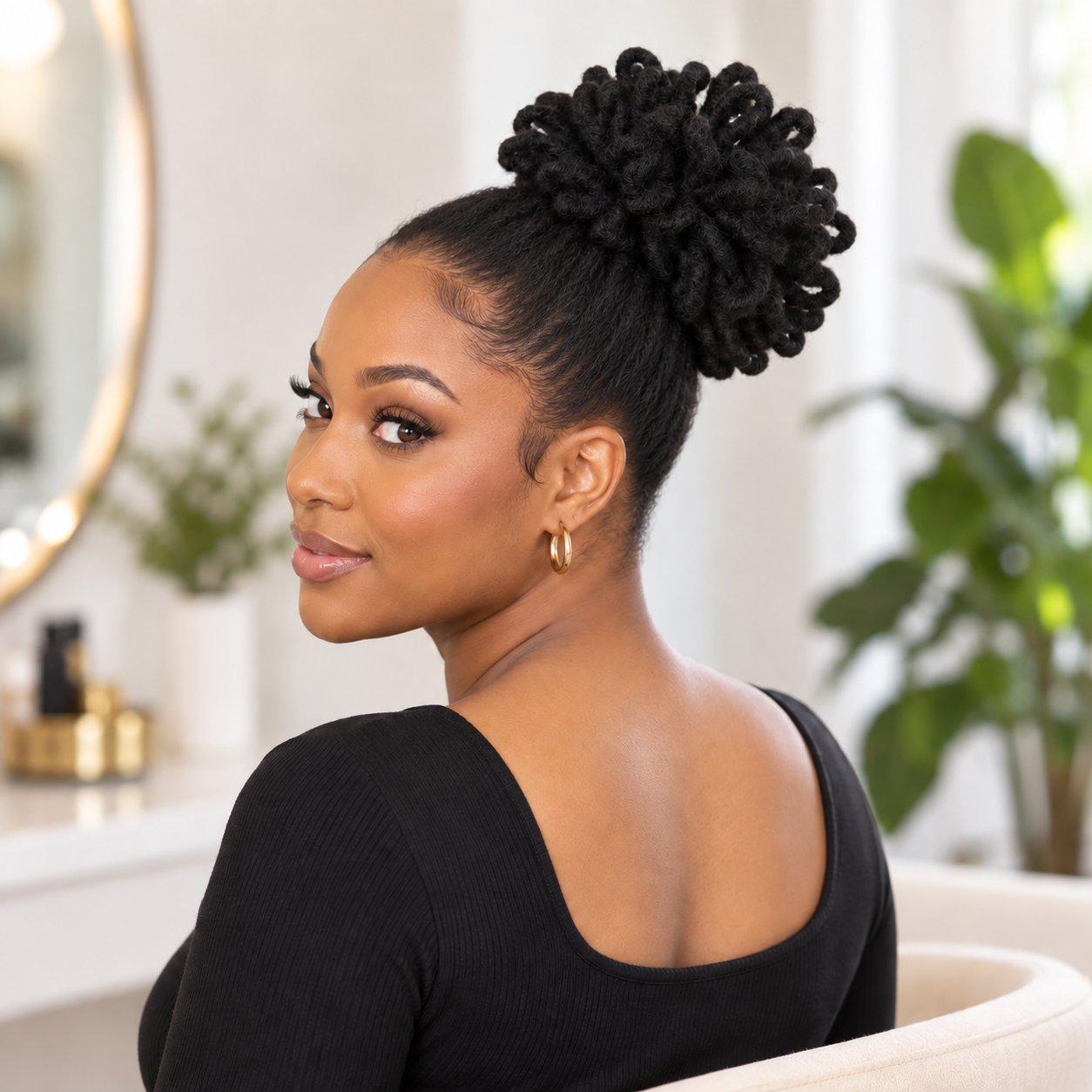 Afro dreadlocs braiding drawstring ponytail