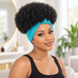 Kinky curly wig with headband