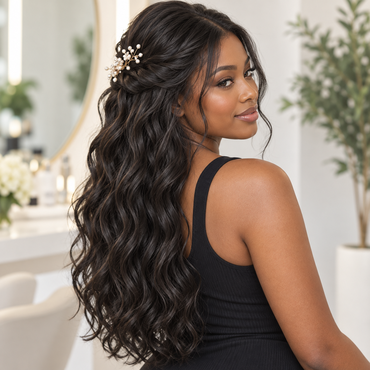 Natural wave clip in ponytails set (6pcs)