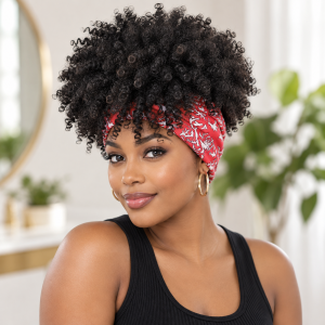 Kinky curly wig with headband